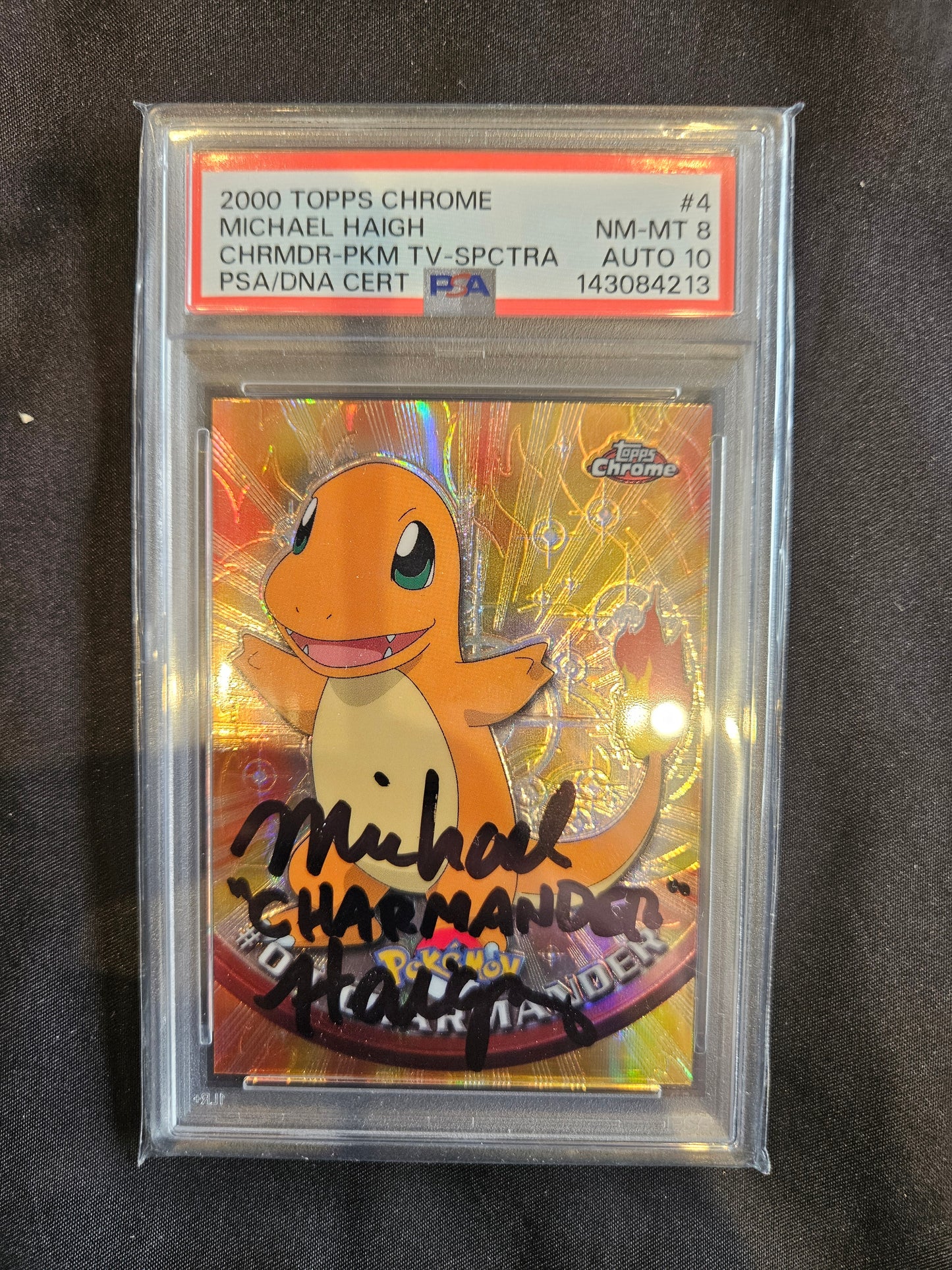 TOPPS CHROME CHARMANDER SPECTRA PSA 8 SIGNED AUTO