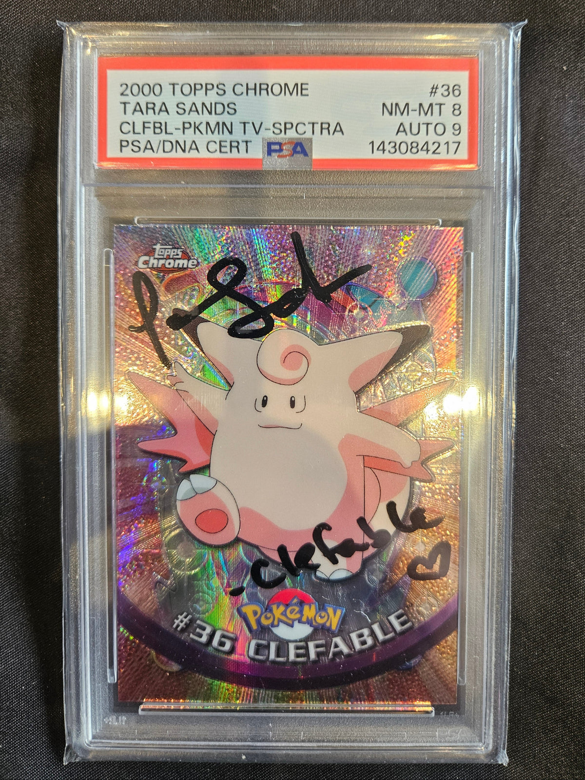 2000 TOPPS CHROME CLEFABLE SPECTRA PSA 8 SIGNED AUTO