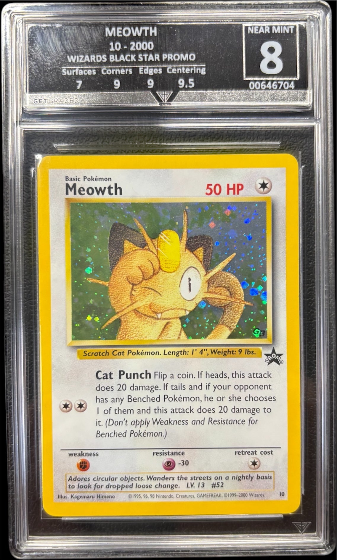 Pokémon MEOWTH 10 - 2000 WIZARDS BLACK STAR PROMO Get Graded 8 Near Mint
