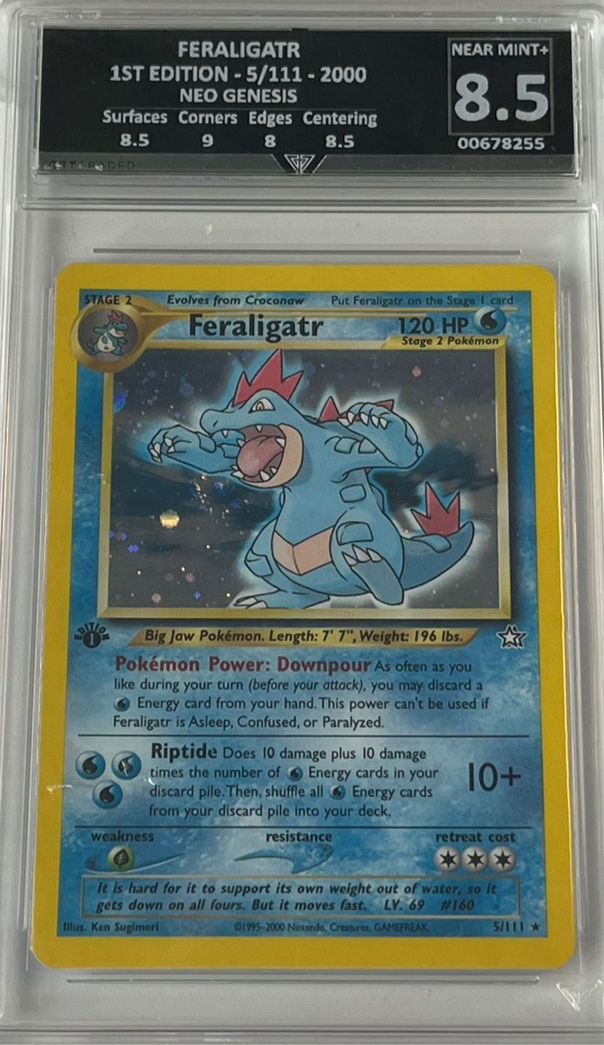 FERALIGATR 1ST EDITION - 5/111 - 2000 NEO GENESIS Get Graded 8.5 Near Mint +