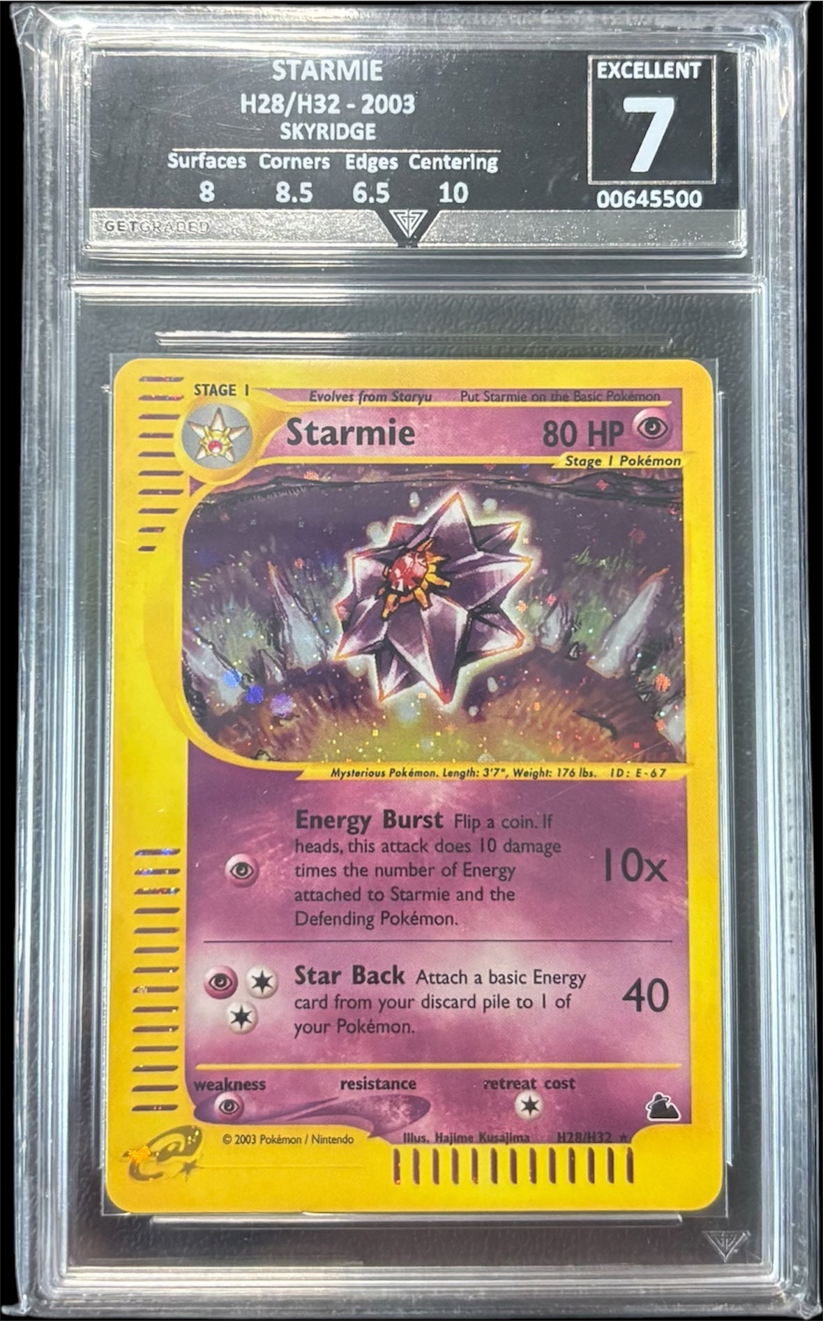 Pokémon STARMIE H28/H32 - 2003 SKYRIDGE Get Graded 7 Excellent