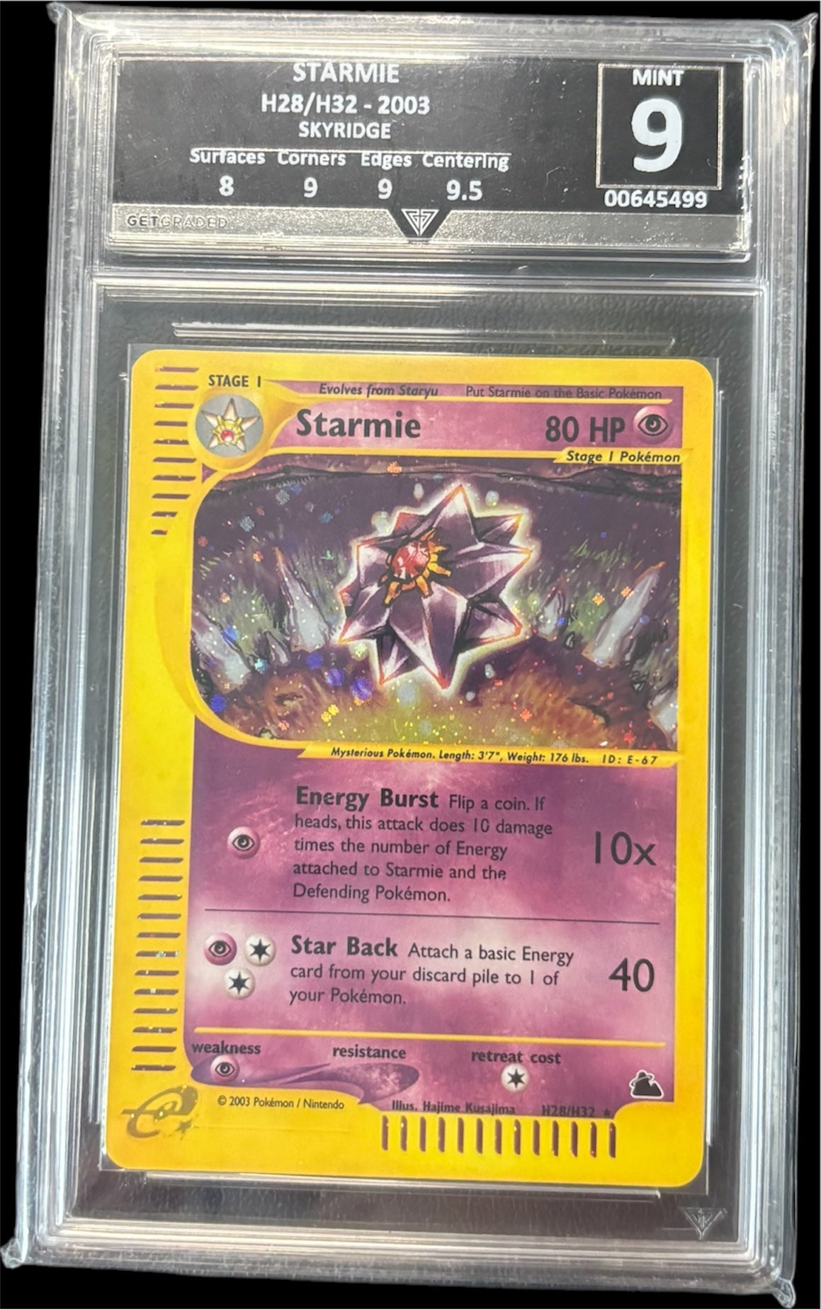 Pokémon STARMIE H28/H32 - 2003 SKYRIDGE Get Graded 9 Mint