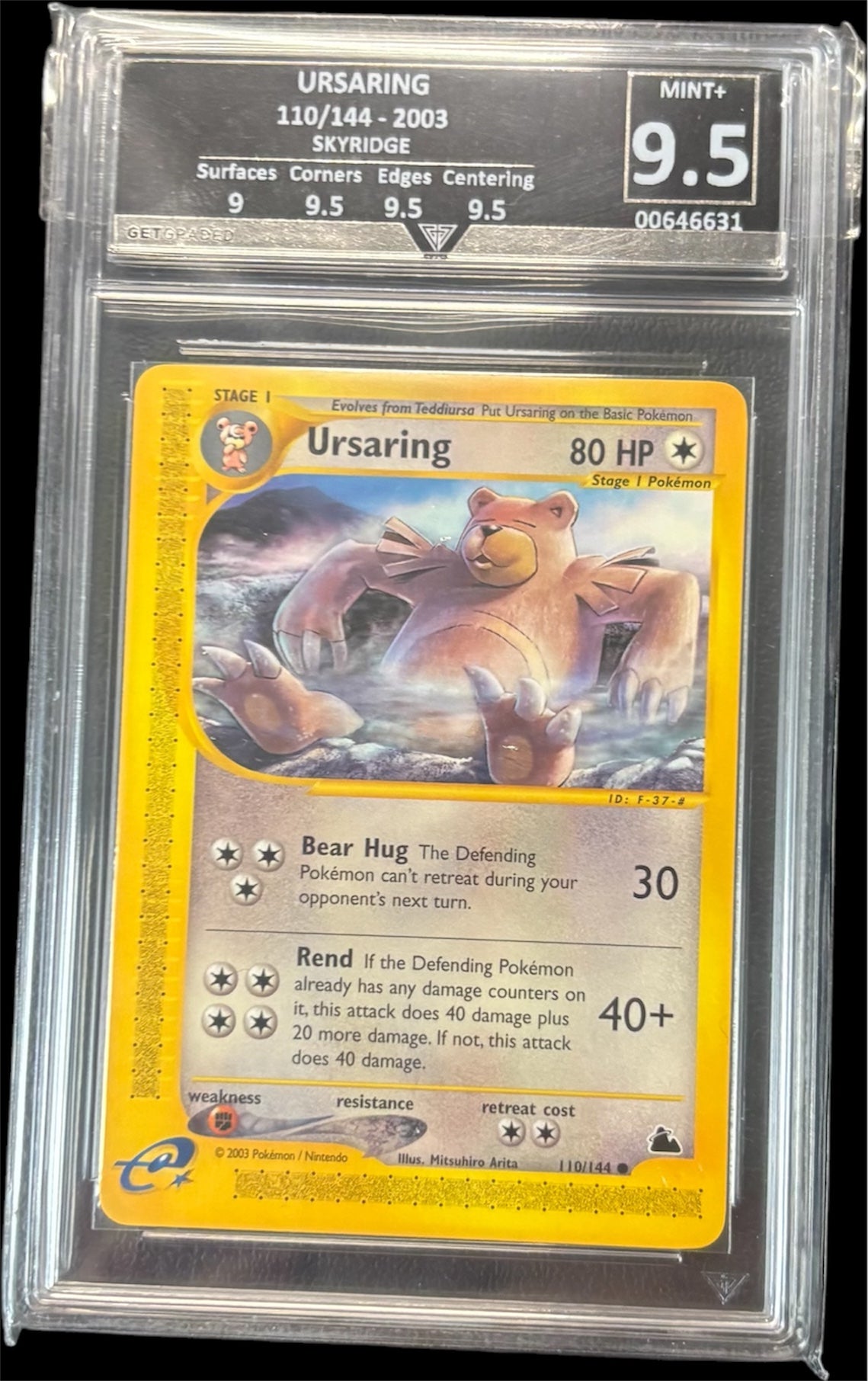 Pokmon URSARING 110/144 - 2003 SKYRIDGE Get Graded 9.5 Mint + Pokmon URSARING 110/144 - 2003 SKYRIDGE Get Graded 9.5 Mint +