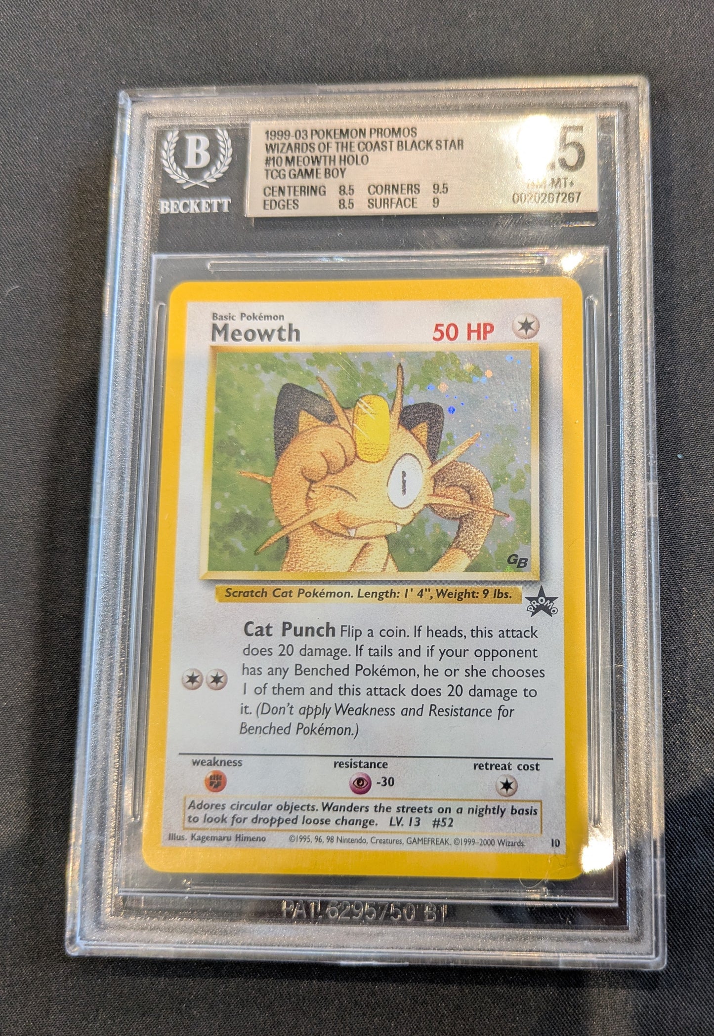 POKEMON MEOWTH NO.10 BECKETT 8.5