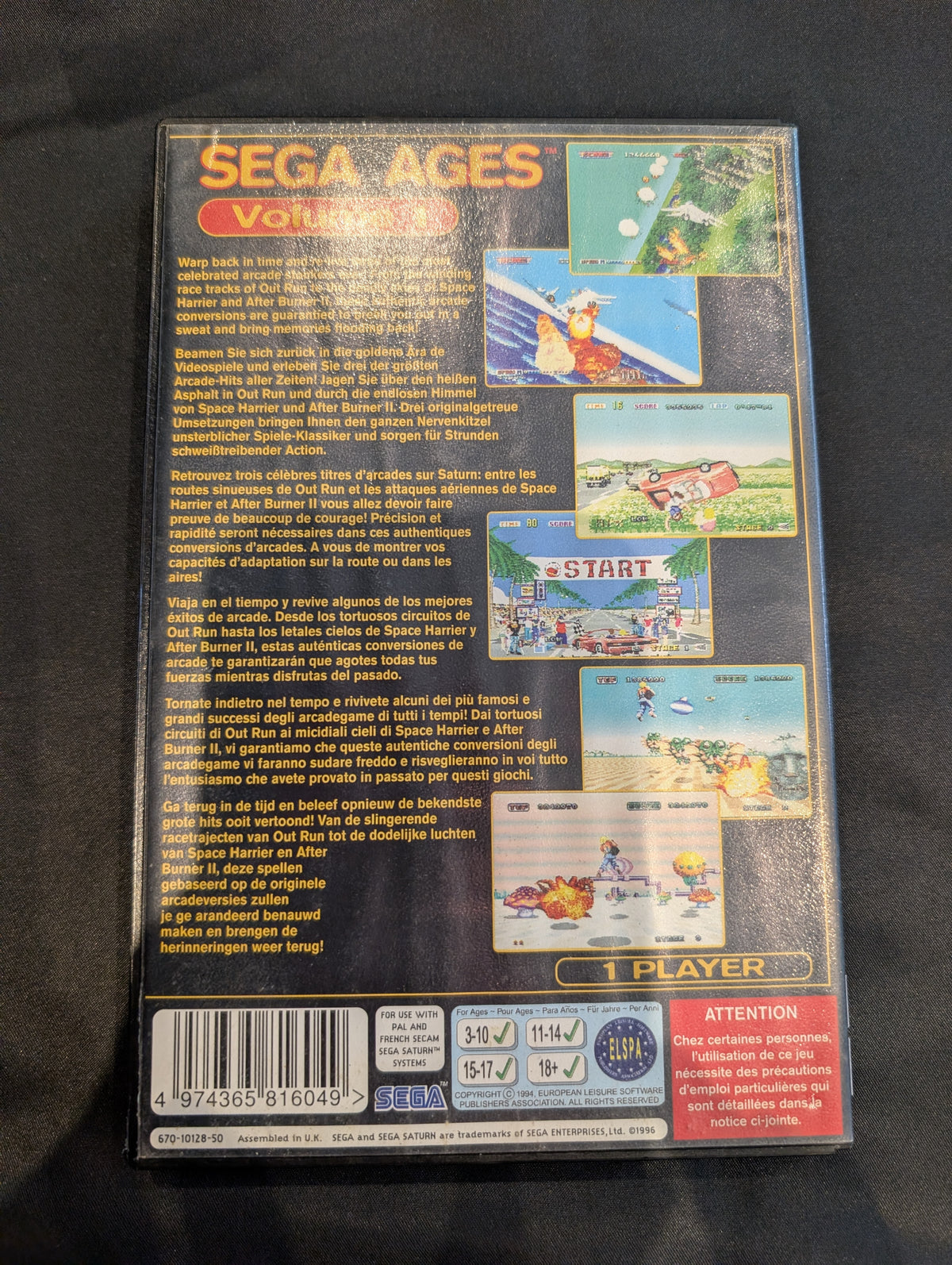 SEGA AGES VOLUME ONE SEGA SATURN