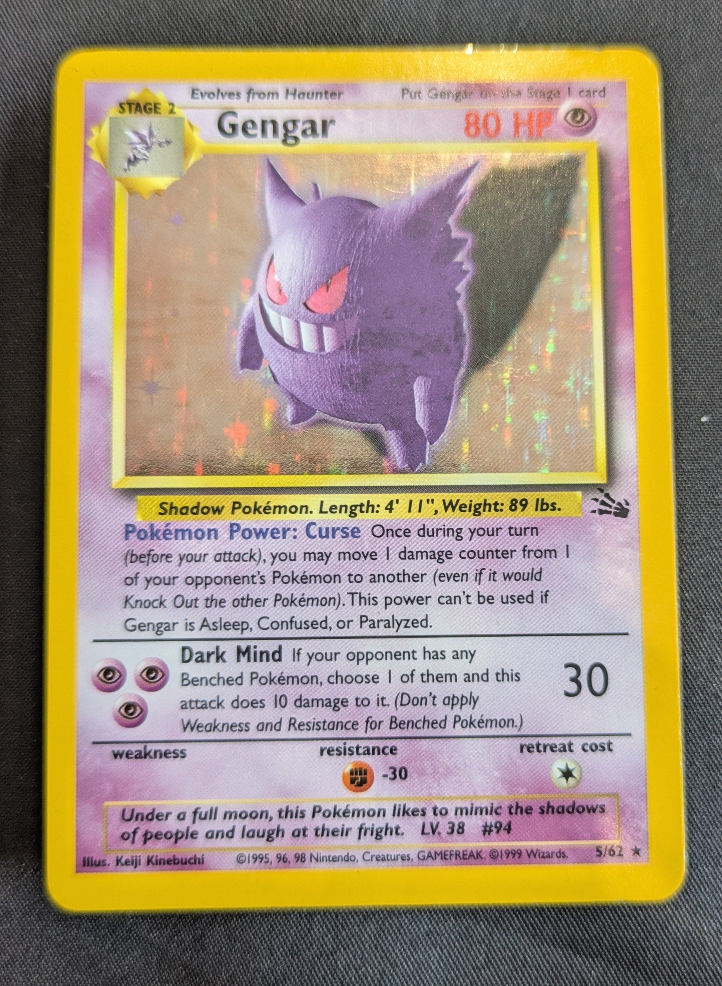 POKEMON 5/62 GENGAR SINGLE