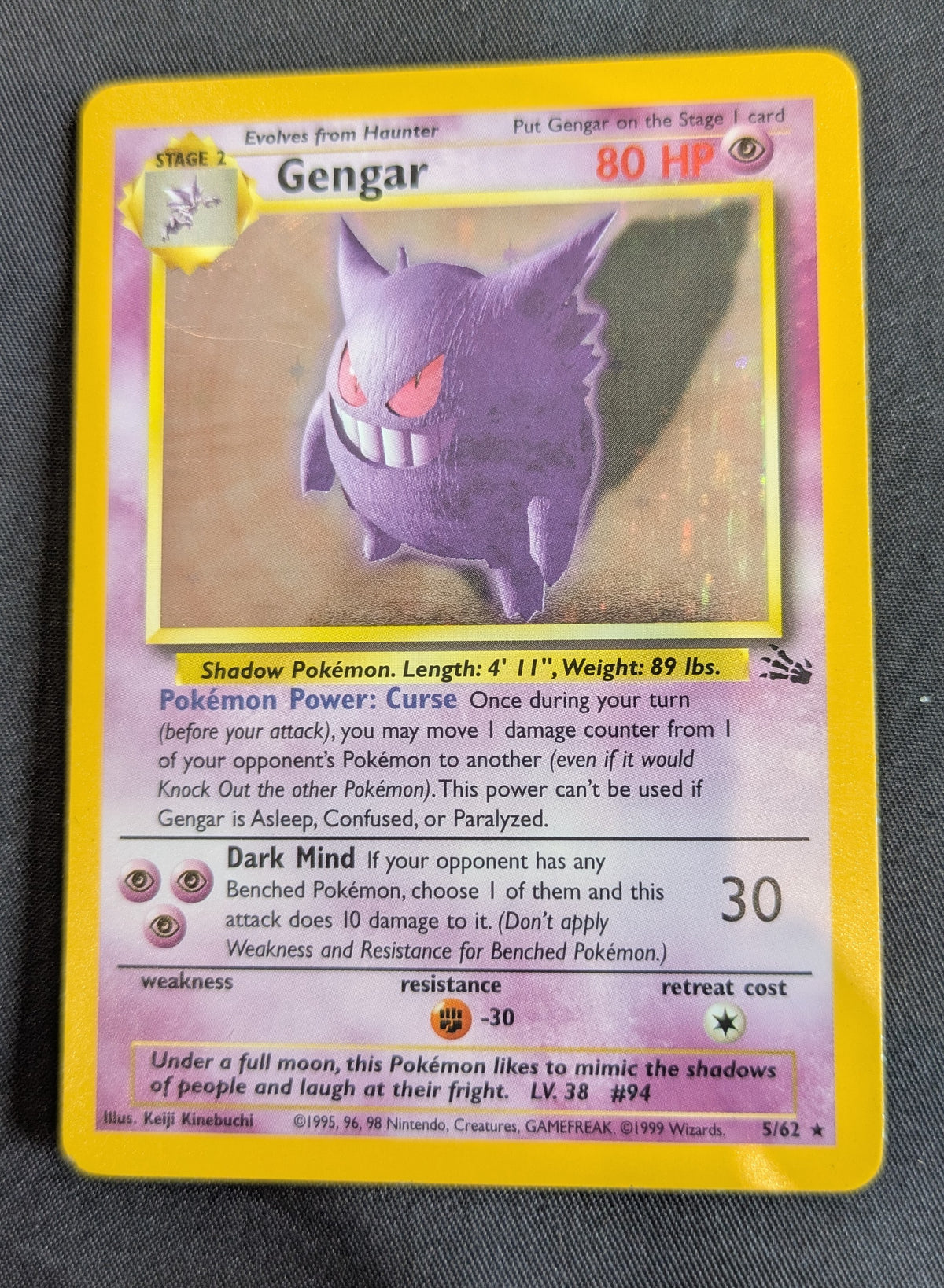POKEMON 5/62 GENGAR SINGLE