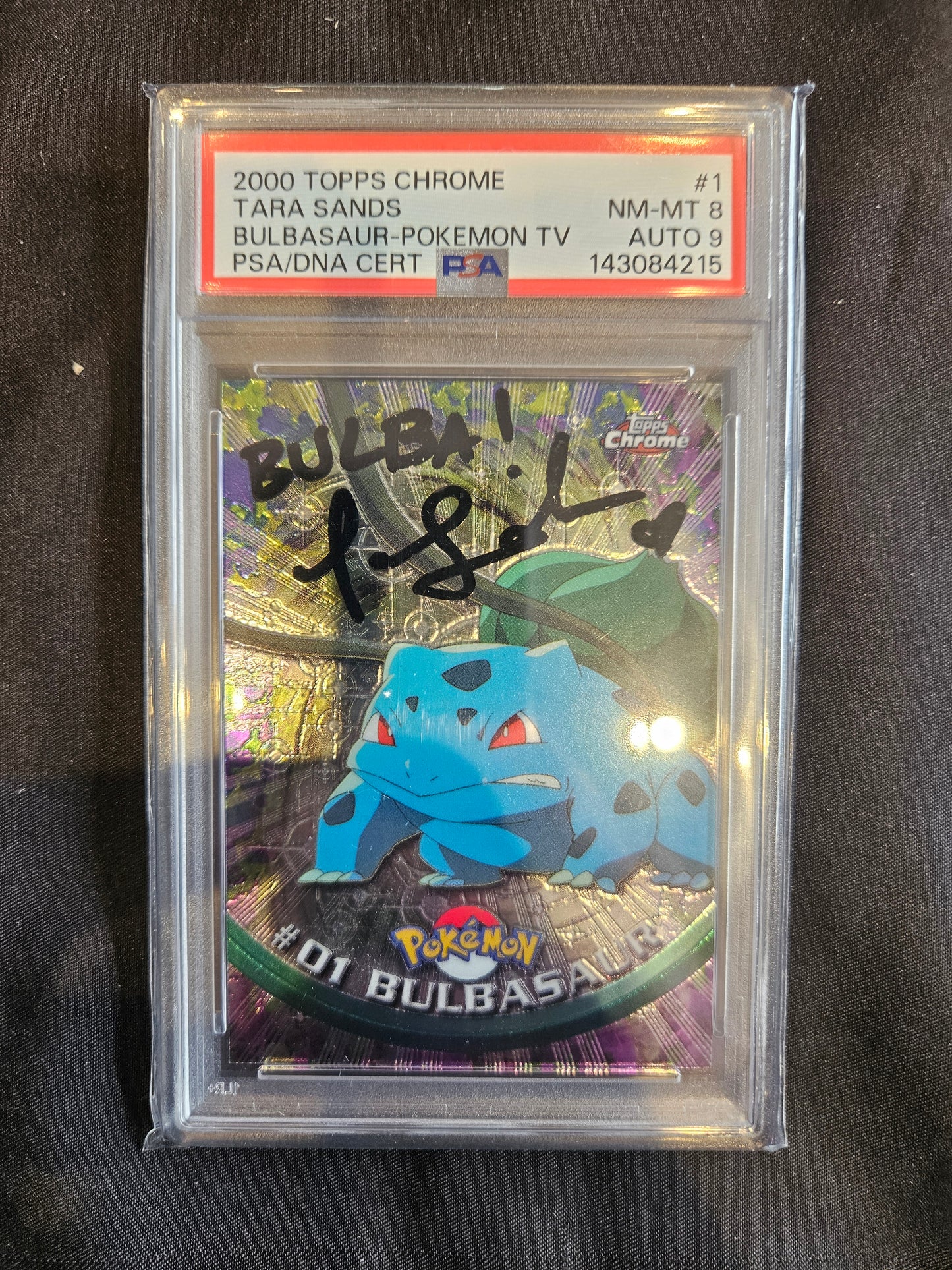 TOPPS CHROME BULBASAUR PSA 8 SIGNED AUTO