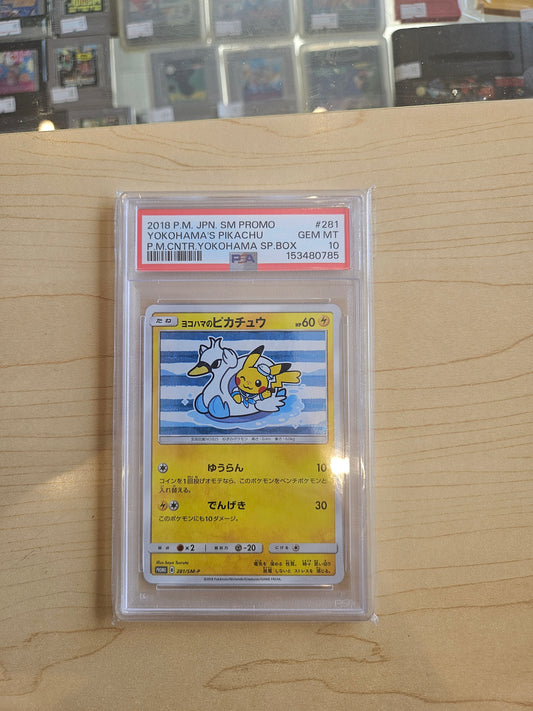 YOKOHAMA,S PIKACHU PSA 10 281/SM-P
