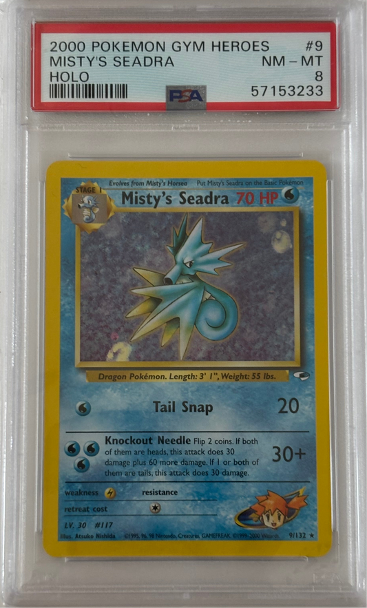 MISTY'S SEADRA HOLO #9 2000 POKEMON GYM HEROES PSA 8