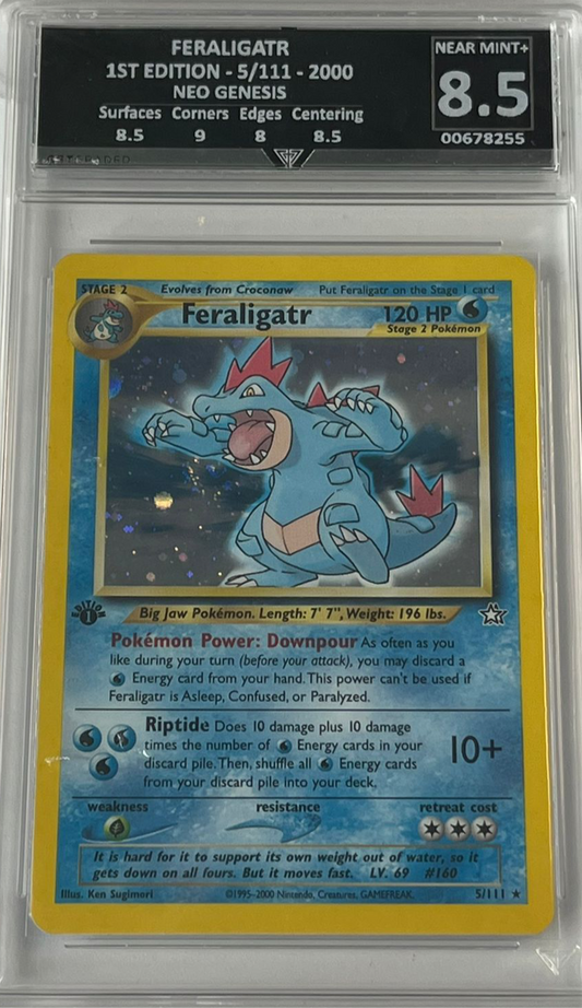 FERALIGATR 1ST EDITION - 5/111 - 2000 NEO GENESIS Get Graded 8.5 Near Mint +