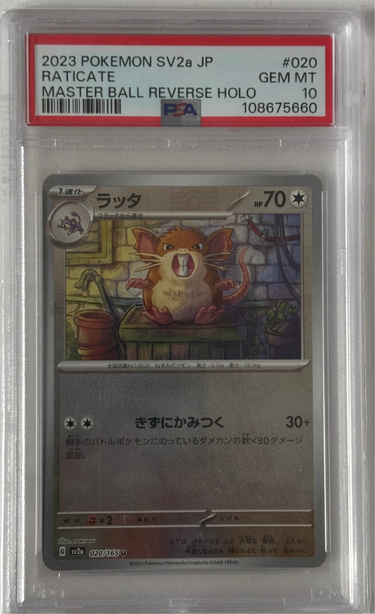 Raticate 020/165 MASTER BALL Reverse Holo Pokemon 151 Japanese PSA 10
