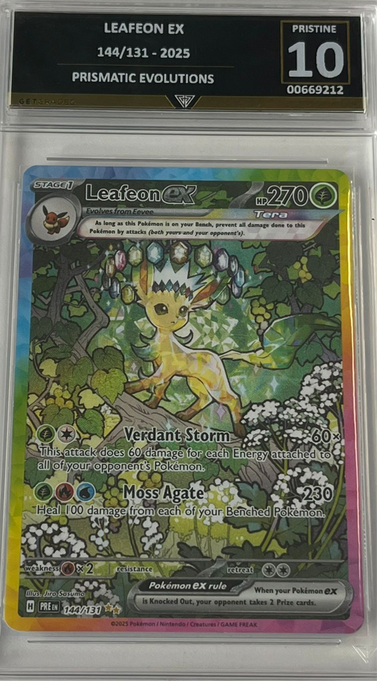 LEAFEON EX 144/131 - 2025 Prismatic Evolutions Get Graded 10 Pristine