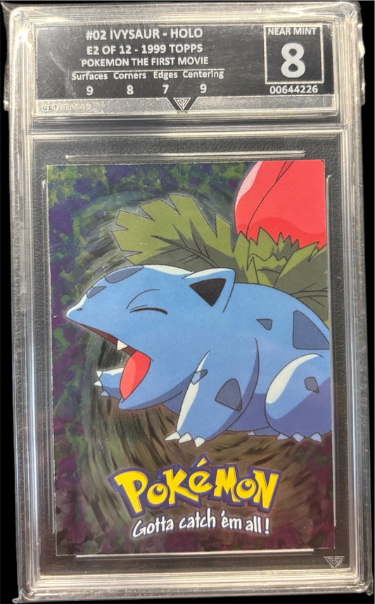 Pokémon IVYSAUR - HOLO E2 OF 12 - 1999 TOPPS POKEMON THE FIRST MOVIE Get Graded 8 Near Mint