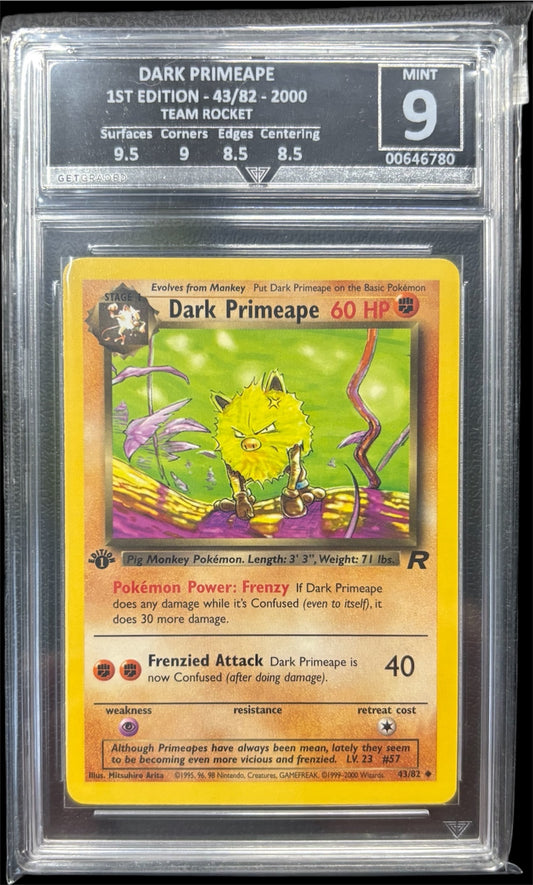 Pokémon DARK PRIMEAPE 1ST EDITION - 43/82 - 2000 TEAM ROCKET Get Graded 9 Mint