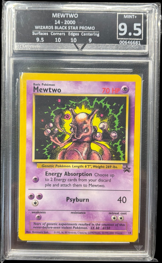 Pokémon MEWTWO 14 - 2000 WIZARDS BLACK STAR PROMO Get Graded 9.5 Mint +