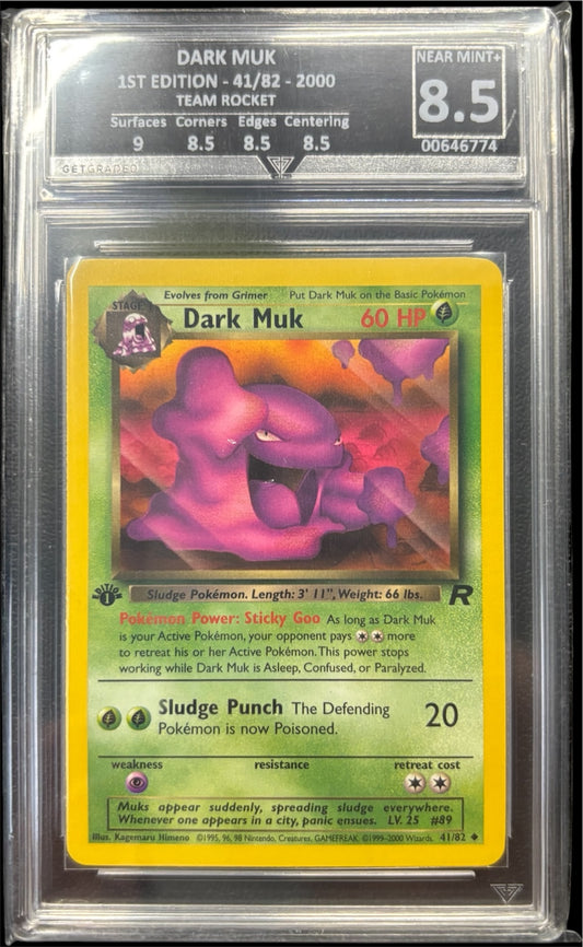 Pokémon DARK MUK 1ST EDITION - 41/82 - 2000 TEAM ROCKET Get Graded 8.5 Near Mint +