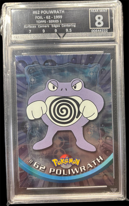 Pokémon POLIWRATH FOIL - 62 - 1999 TOPPS - SERIES 1 Get Graded 8 Near Mint