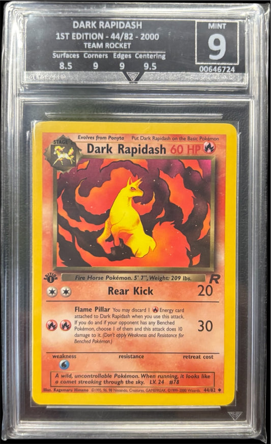 Pokémon DARK RAPIDASH 1ST EDITION - 44/82 - 2000 TEAM ROCKET Get Graded 9 Mint