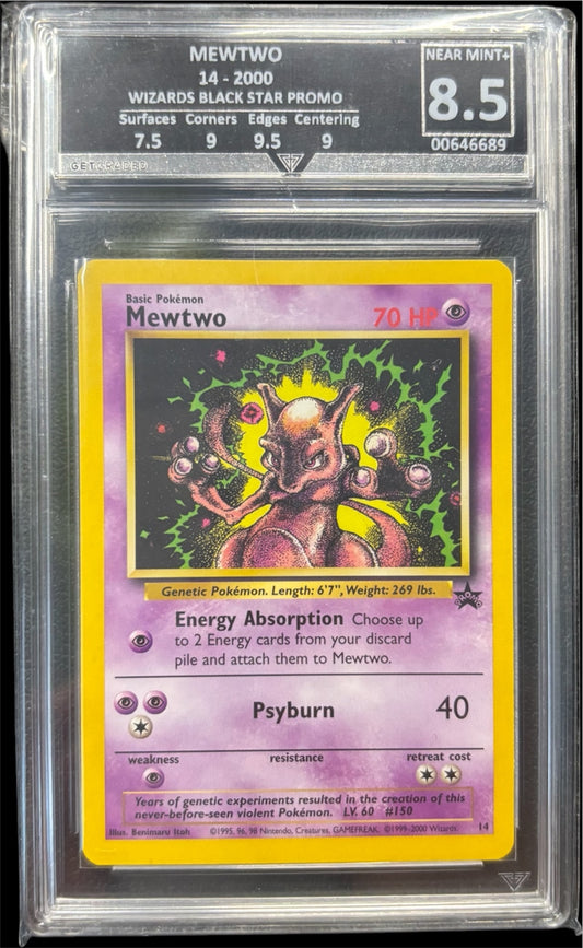 Pokémon MEWTWO 14 - 2000 WIZARDS BLACK STAR PROMO Get Graded 8.5 Near Mint +