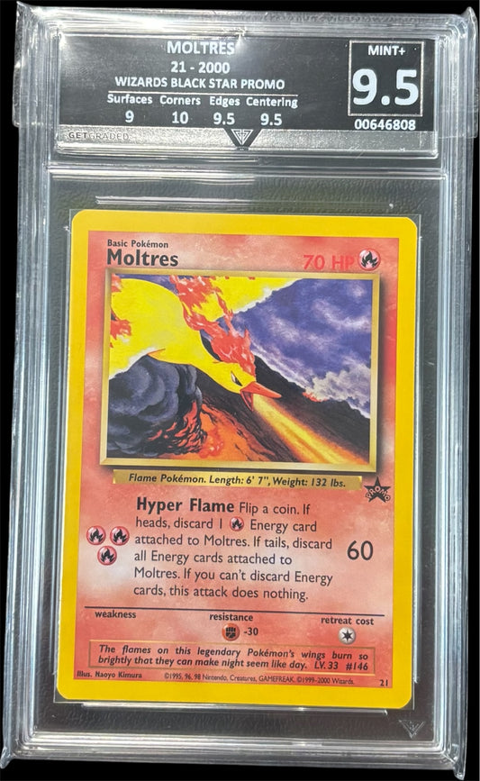 Pokémon MOLTRES 21 - 2000 WIZARDS BLACK STAR PROMO Get Graded 9.5 Mint +
