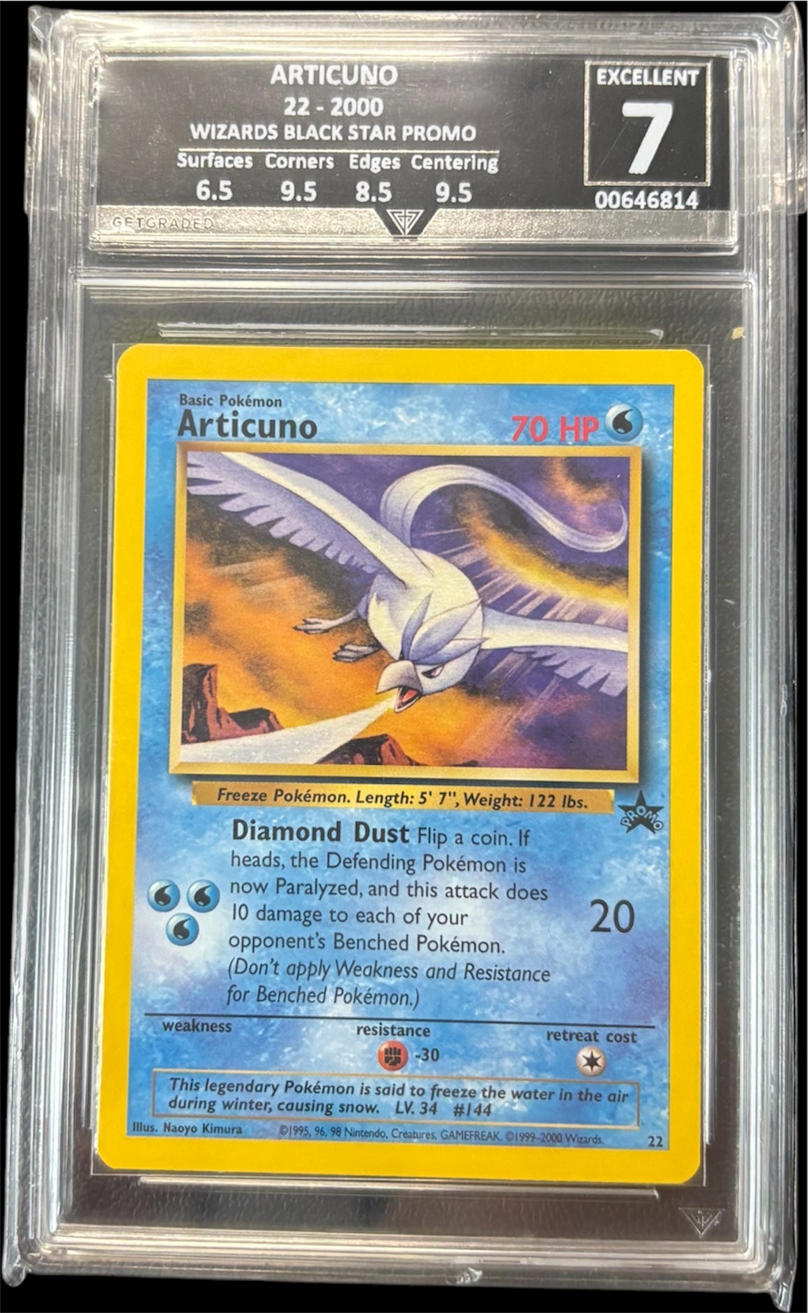 Pokémon ARTICUNO 22 - 2000 WIZARDS BLACK STAR PROMO Get Graded 7 Excellent