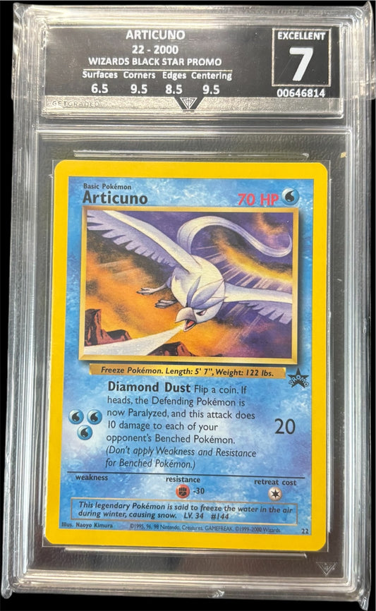 Pokémon ARTICUNO 22 - 2000 WIZARDS BLACK STAR PROMO Get Graded 7 Excellent