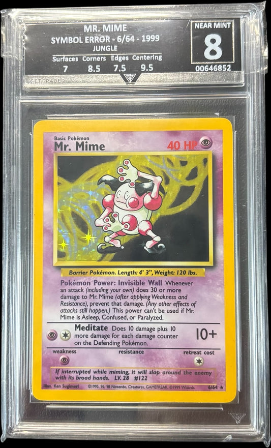 Pokémon MR. MIME SYMBOL ERROR - 6/64 - 1999 JUNGLE Get Graded 8 Near Mint
