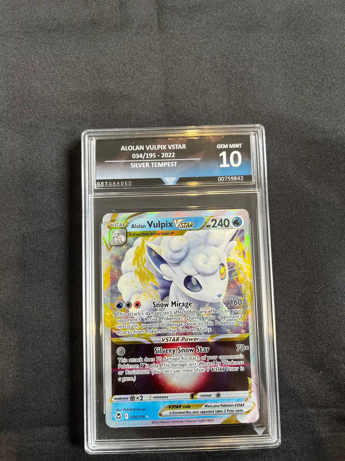 Alolan Vulpix Vmax 034/195 Silver Tempest Get Graded 10