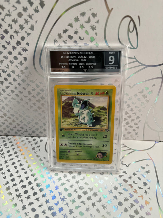 Giovanni's Nidoran 1st Edition 75/132 2000 Gym Challenge Get Graded 9 Mint