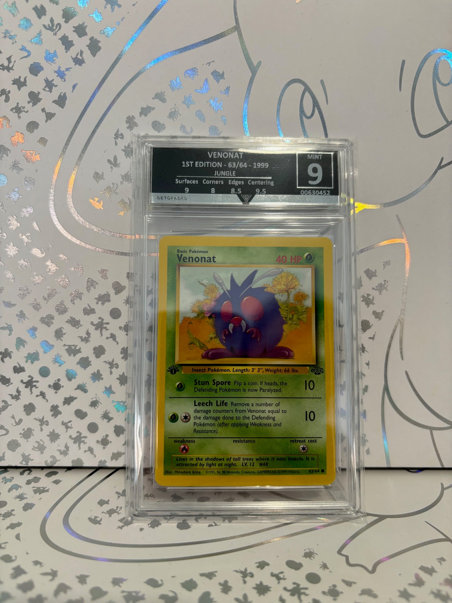 Venonat 1st Edition 63/64 Jungle Get Graded 9 Mint