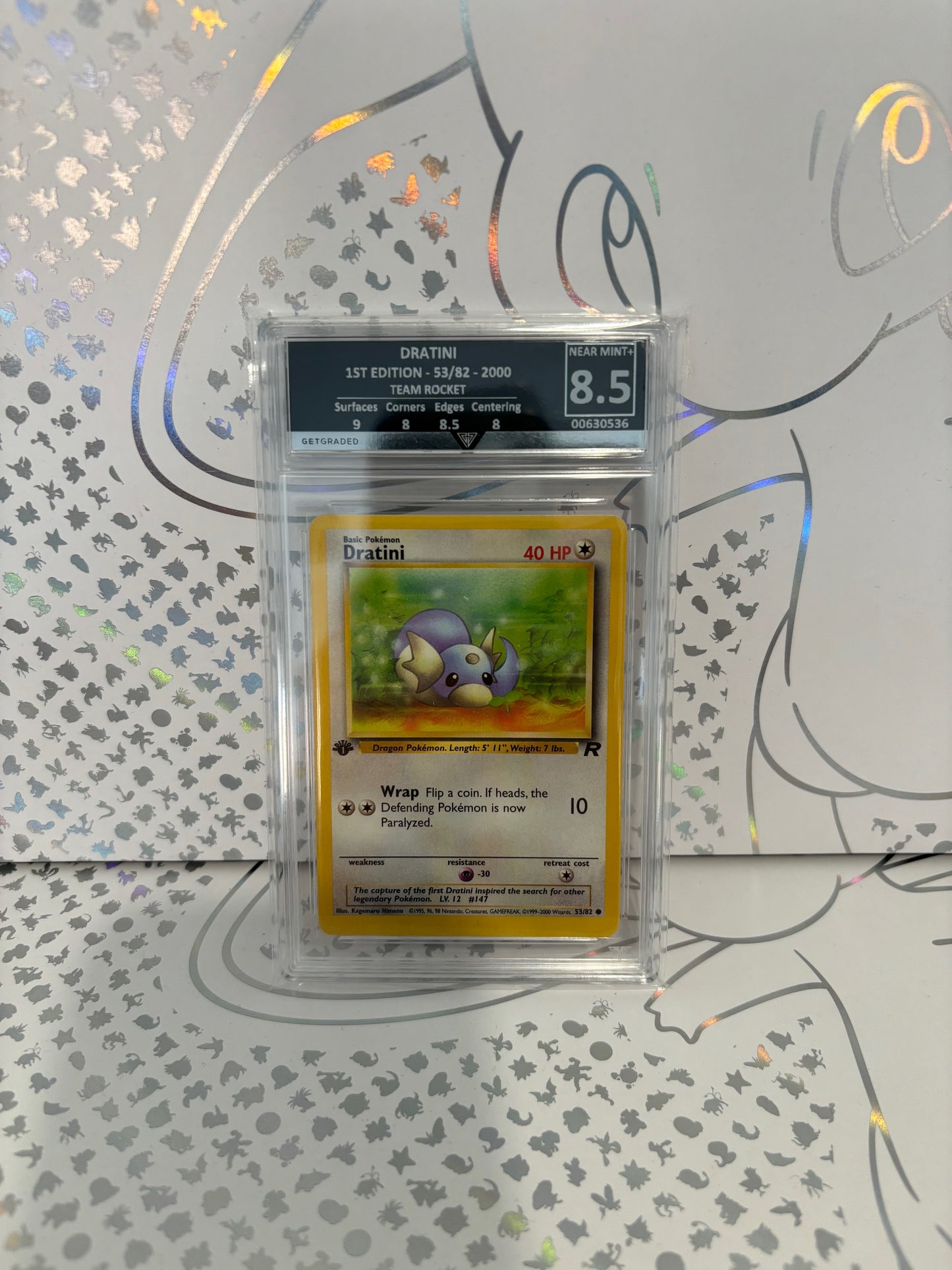 Dratini 1st Edition 53/82Team Rocket Get Graded 8.5 Near Mint +