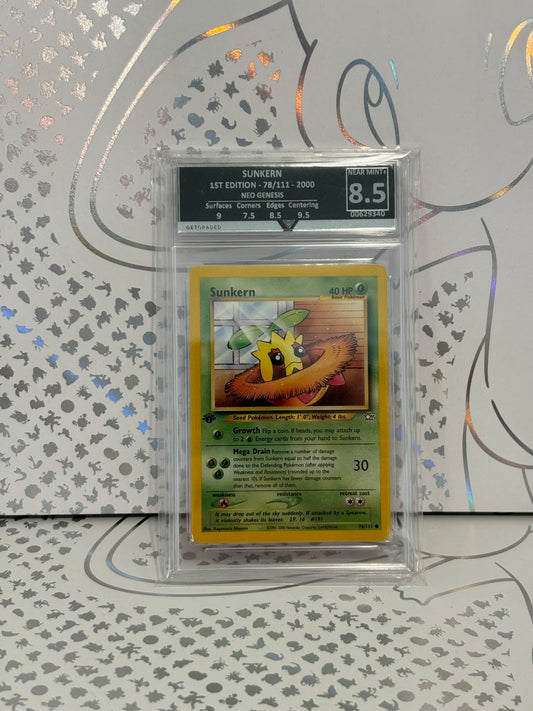 SUNKERN 1ST EDITION 78/111 NEO GENESIS Get Graded 8.5 Near Mint +