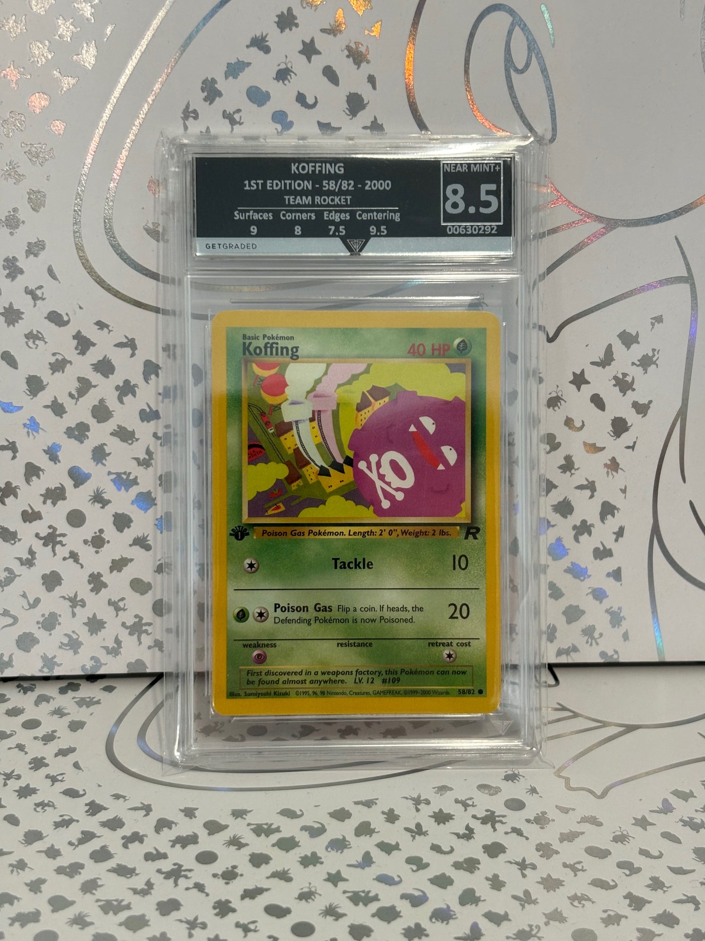 KOFFING 1ST EDITION 58/82 TEAM ROCKET Get Graded 8.5 Near Mint +