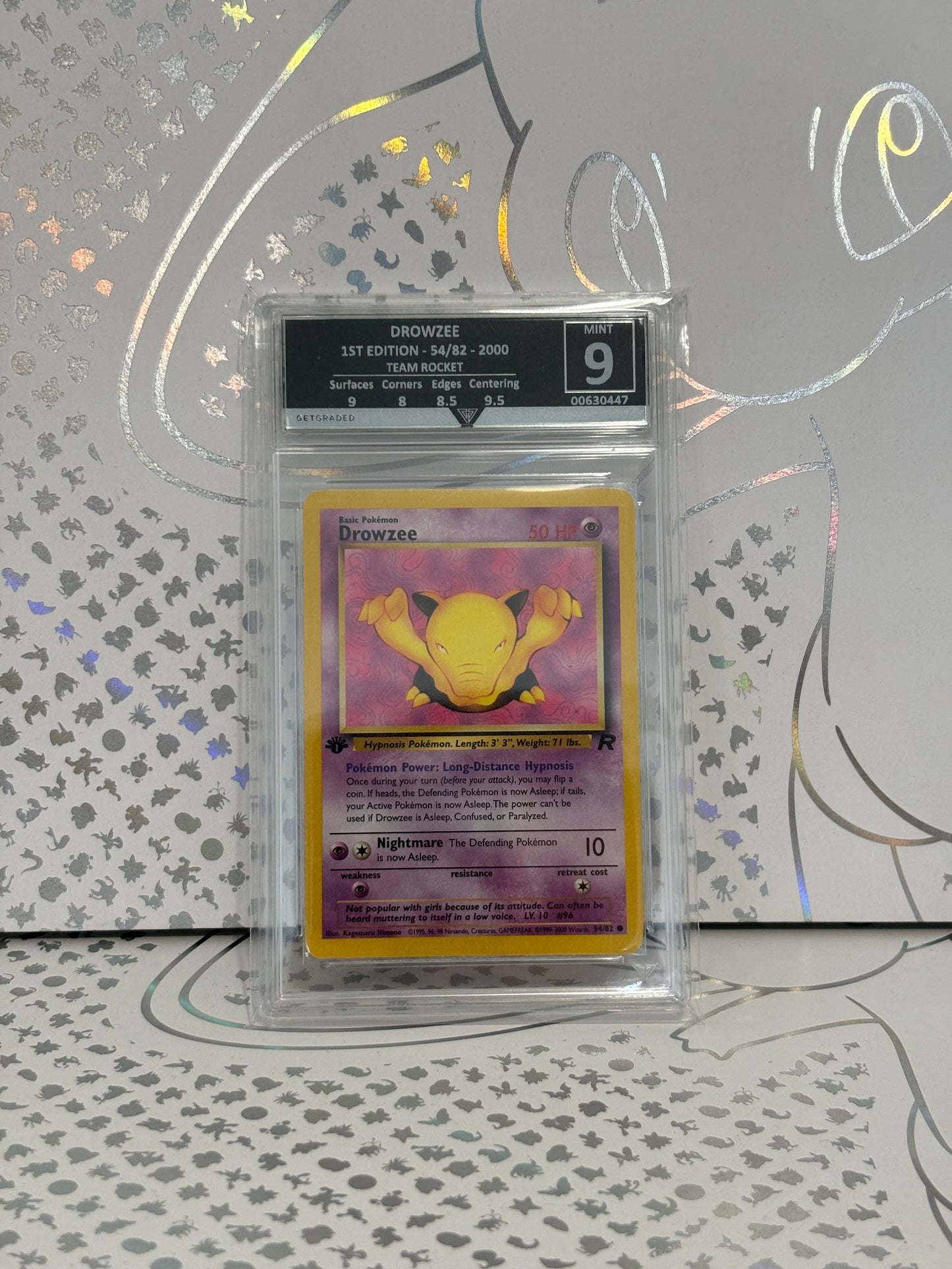 DROWZEE 1ST EDITION 54/82 TEAM ROCKET Get Graded 9 Mint