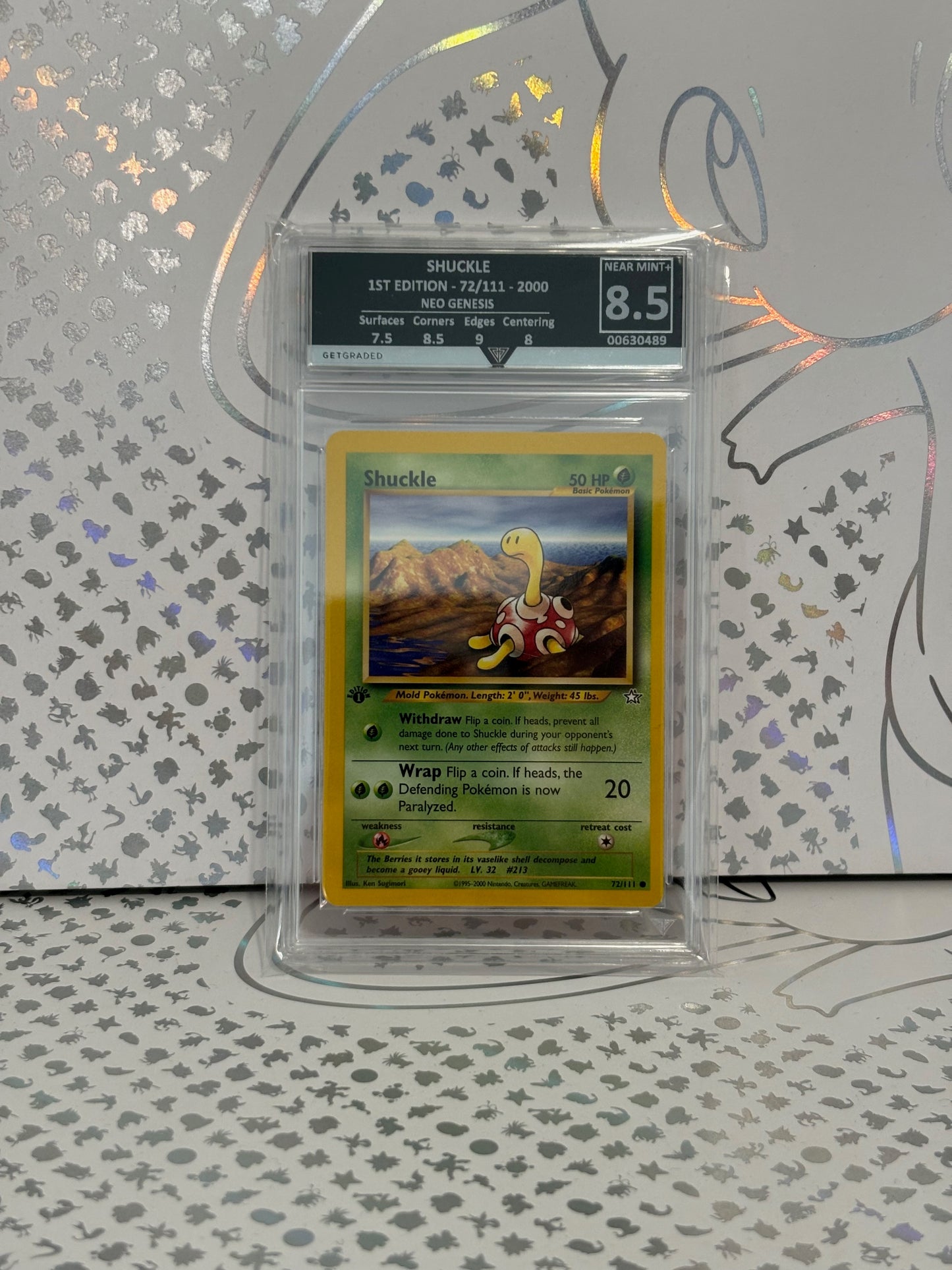 SHUCKLE 1ST EDITION - 72/111 NEO GENESIS Get Graded 8.5 Near Mint +