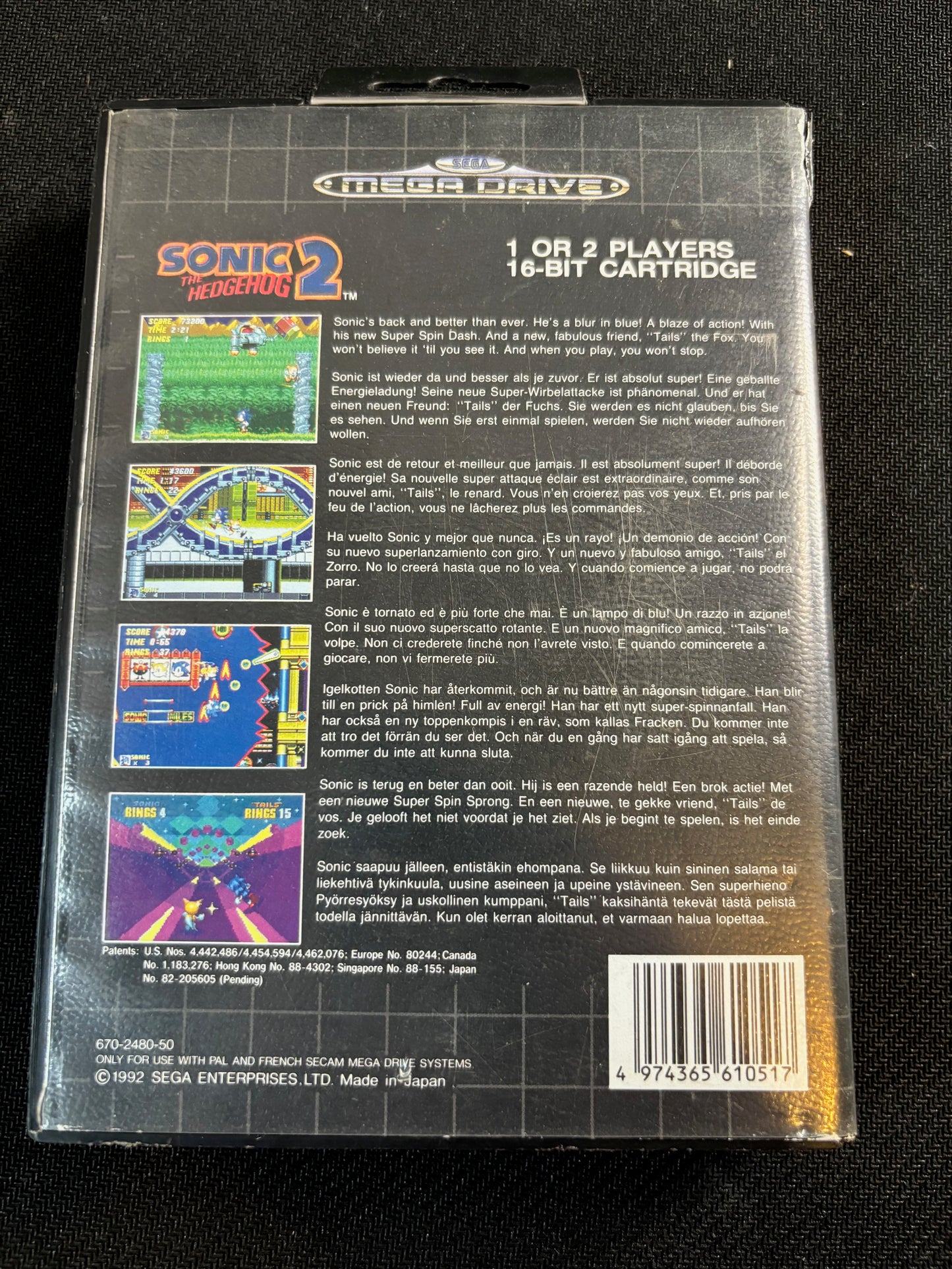 SONIC THE HEDGEHOG 2: Sega Megadrive Game With Manual