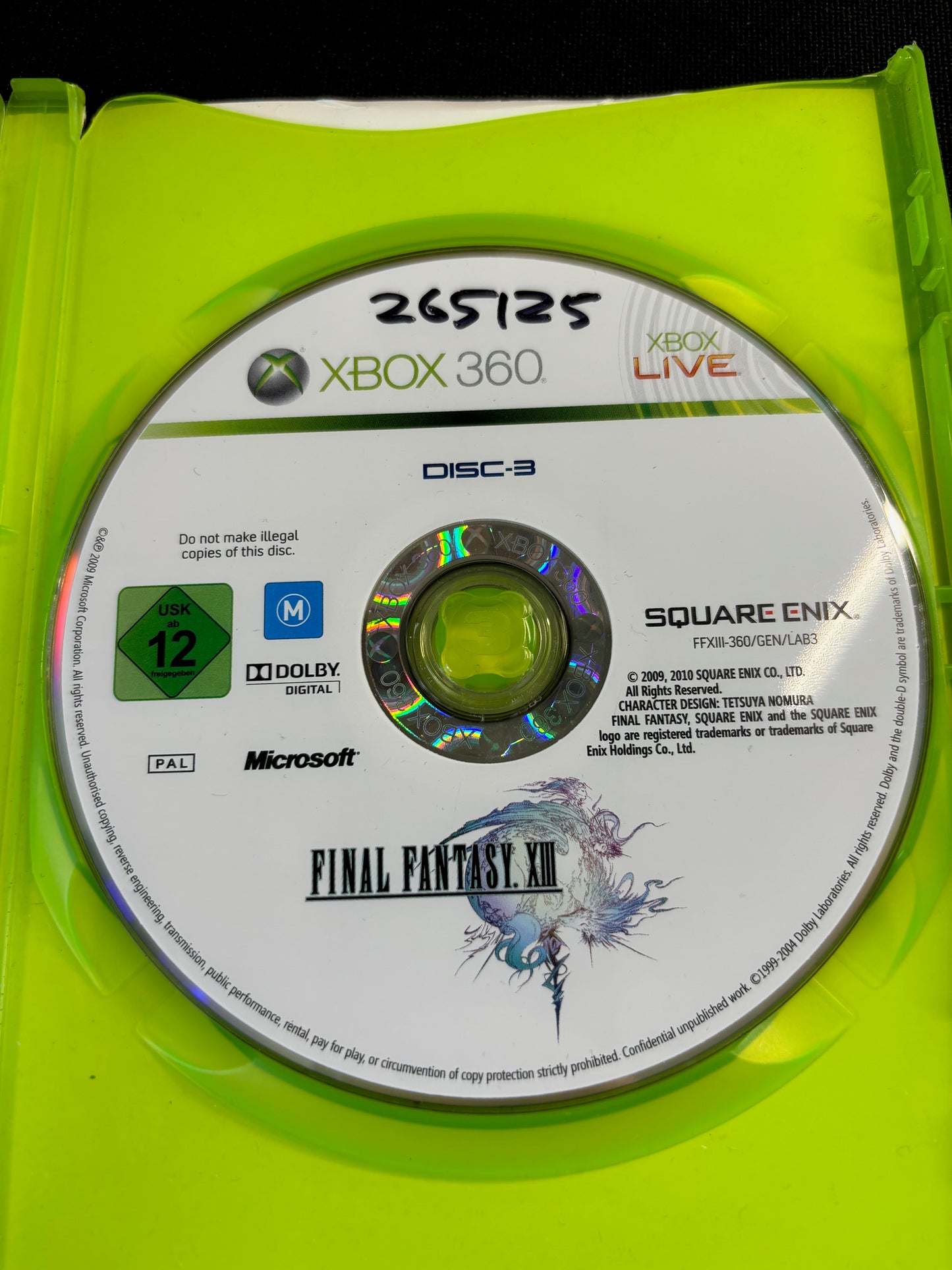 Final Fantasy XIII Xbox 360 With Manual - Damaged Case