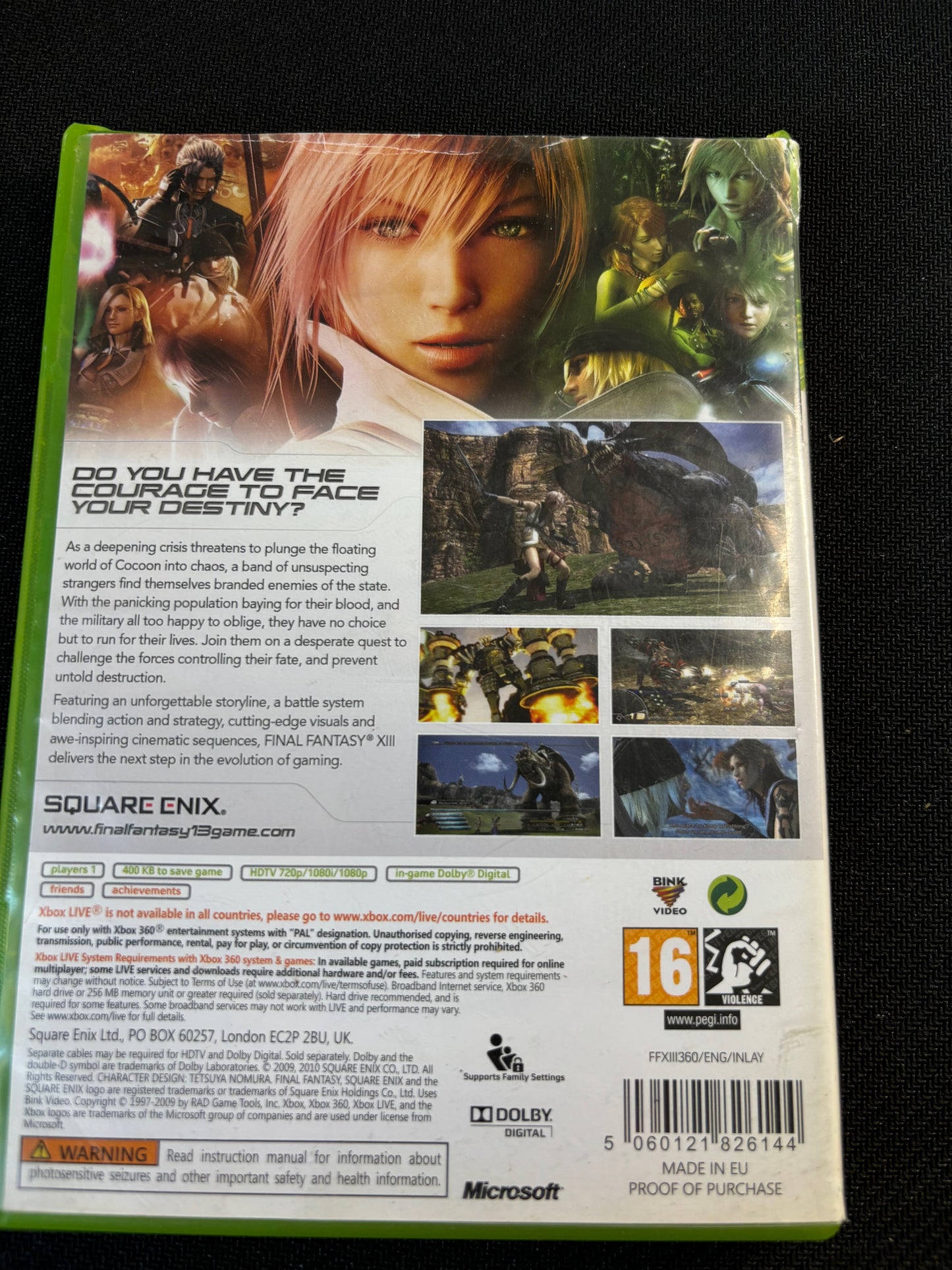 Final Fantasy XIII Xbox 360 With Manual - Damaged Case