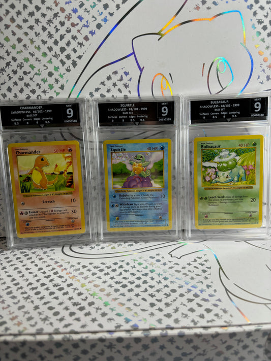 Starters Shadowless Base Set 1999 Get Graded 9 Mint Bundle - Certificates in Number Order