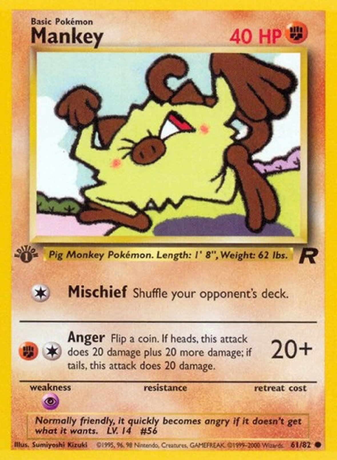 Mankey 1st Edition 61/82 Team Rocket