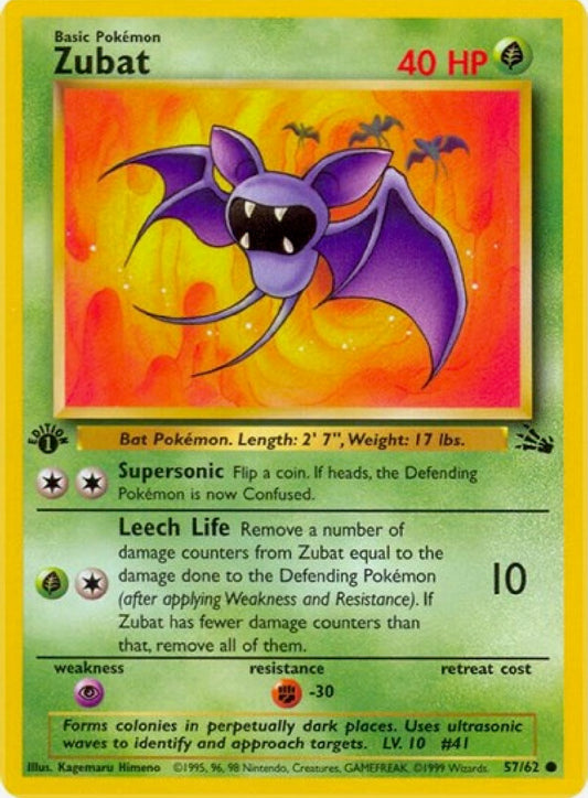 Zubat 1st Edition 57/62 Fossil