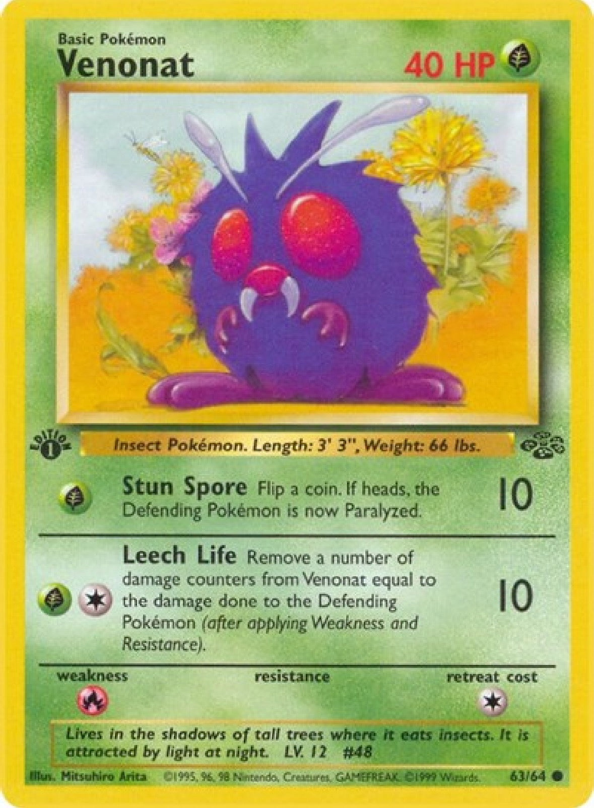 Venonat 1st Edition 63/64 Jungle