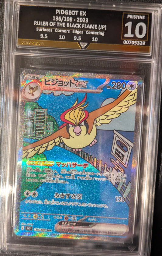 PIDGEOT EX 136/108 2023 RULER OF THE BLACK FLAME (JP) GET GRADED 10 PRISTINE