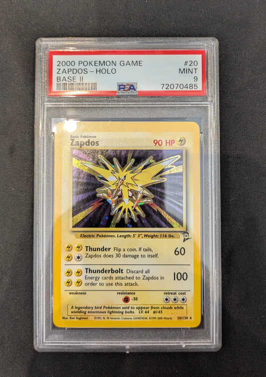 20/130 ZAPDOS HOLO BASE SET II PSA 9