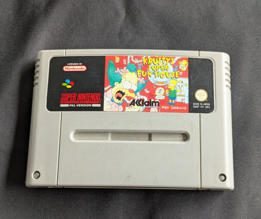 SUPER NINTENDO SYSTEM GAME KRUSTYS SUPER FUN HOUSE UNBOXED