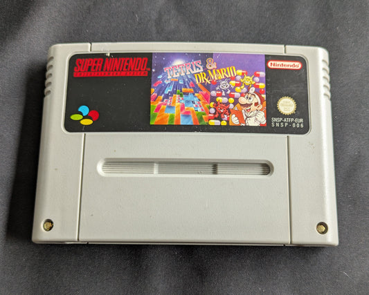 SUPER NINTENDO ENTERTAINMENT SYSTEM GAME TETRIS & DR MARIO UNBOXED