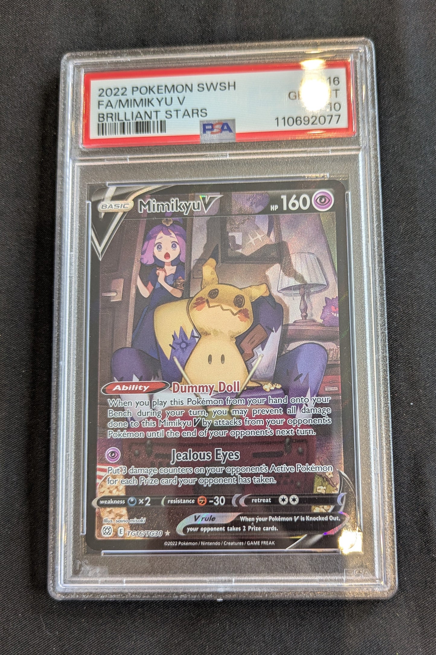 POKEMON MIMIKYU TG16/TG30 PSA 10