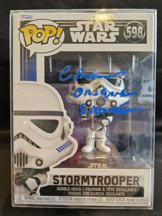 Stormtrooper Funko Pop 598 signed by Chris Bunn