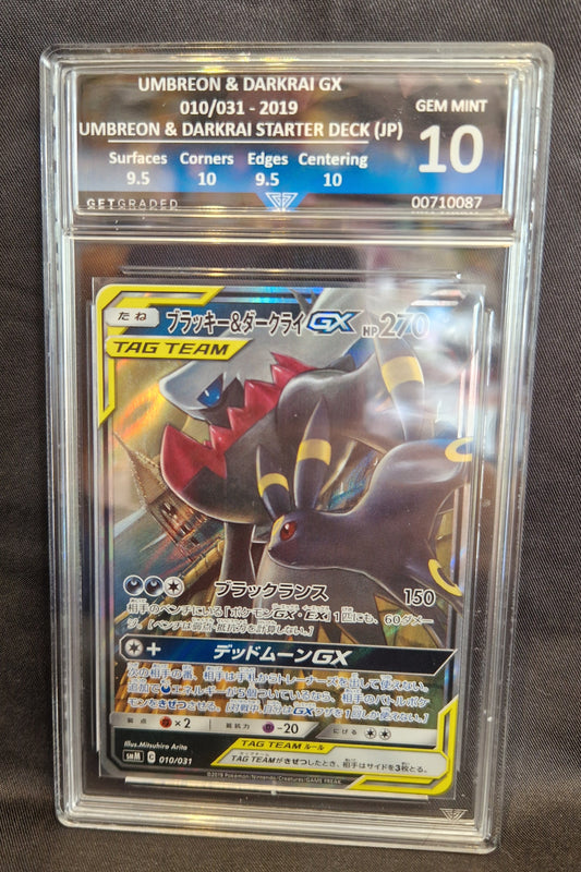 UMBREON & DARKRAI GX 010/031 GET GRADED 10 TAG TEAM